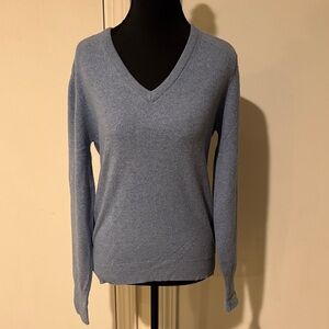 Thick 100% Cashmere Blue V-Neck Sweater